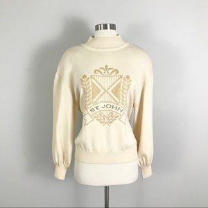 St John medium Santana Knit Sweater Cream Ivory